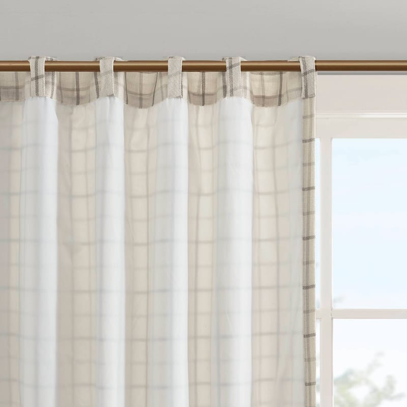 Madison Park Anaheim Plaid Rod Pocket and Back Tab Single Curtain Panel with Fleece Lining