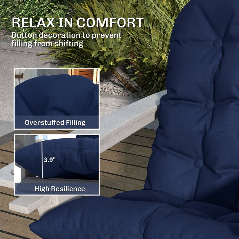 Outsunny Outdoor Adirondack Chair Cushions Set of 2, Tufted High Back Patio Chair Cushions, Adirondack Cushions