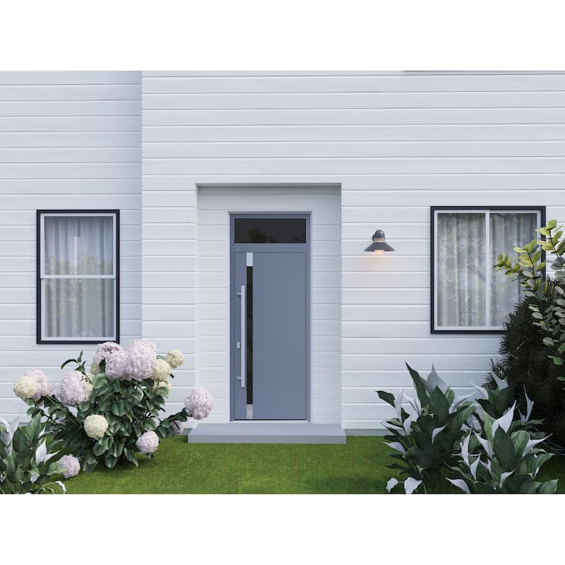 Front Exterior Prehung Steel Door Ronex 1011 Grey Stainless Inserts Entry Metal Painted W36xH80 Left hand Inswing