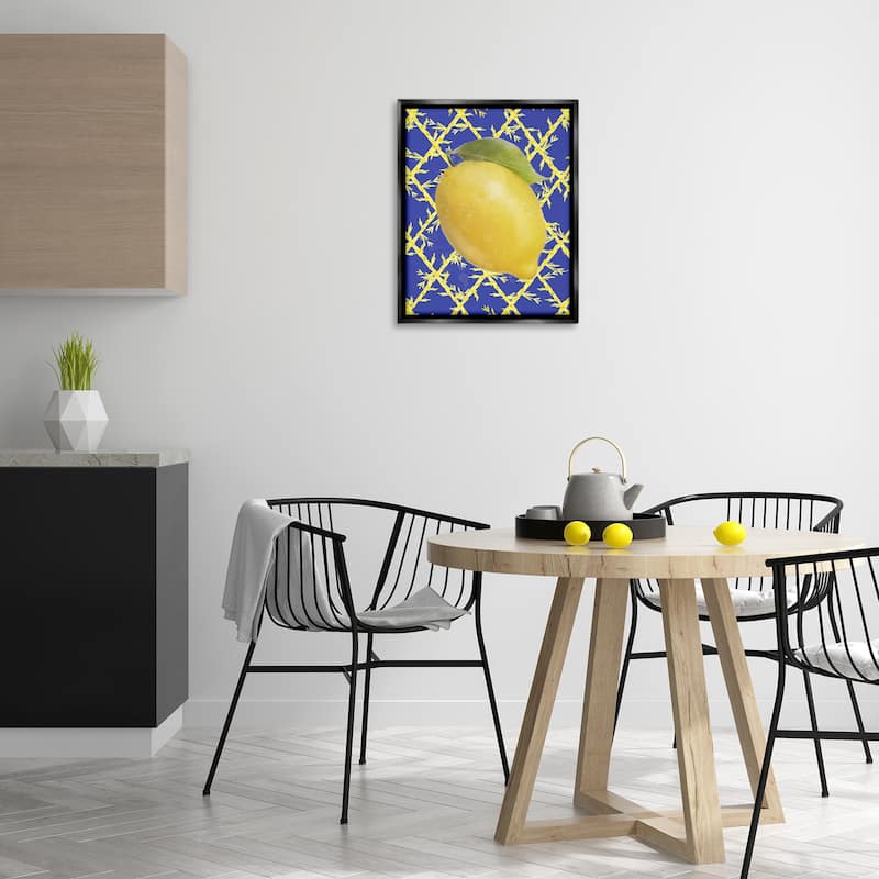 Stupell Bold Lemon over Blue Framed Floater Canvas Wall Art Design By Matthew Piotrowicz