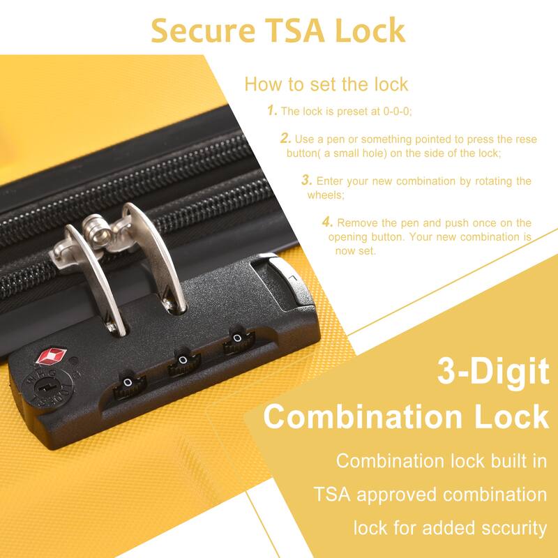 Luggage Sets, 3 Piece Luggage Expandable Suitcase Set, ABS Hardshell 4-Wheel Spinner Luggage with TSA Lock