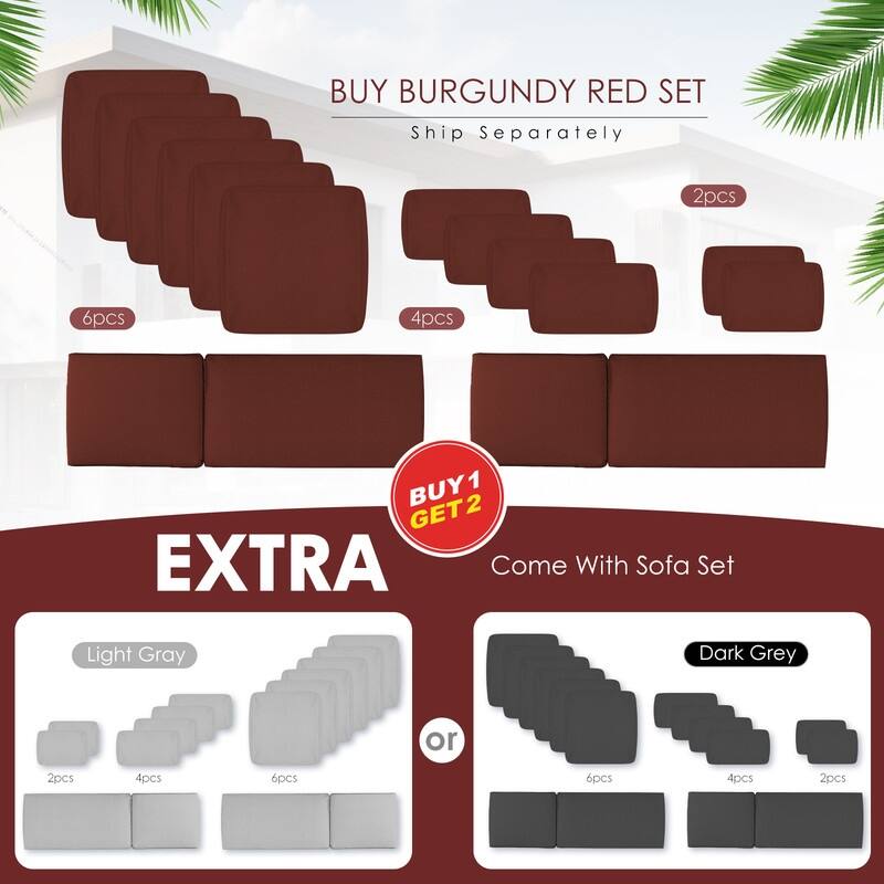 FINCATI 11 Pieces Patio Furniture Set Outdoor Sectional Sofa with Firepit Table