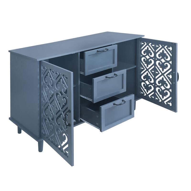 GDFStudio - American Classic Wooden Storage Cabinet with 2 Doors and 3 Drawers