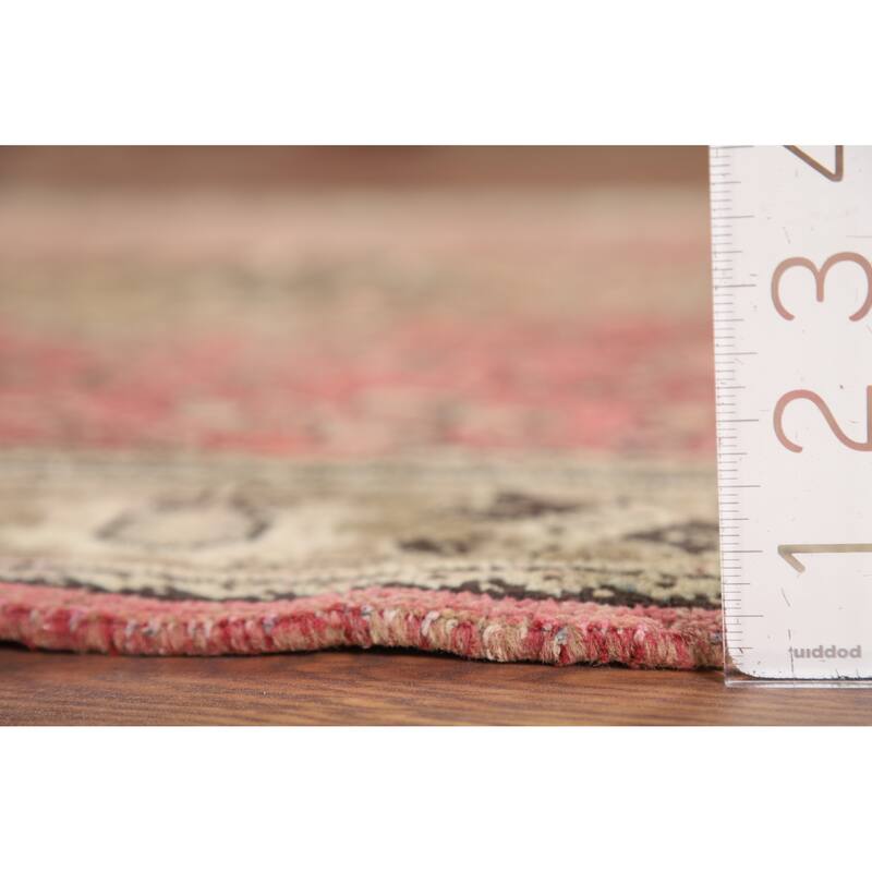 Pink Geometric Joshaghan Persian Vintage Area Rug Handmade Wool Carpet - 4'6" x 7'4"