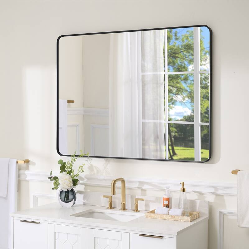 Modern Bathroom Rectangular Wall Mounted Anodized Aluminum Framed Vanity Mirror