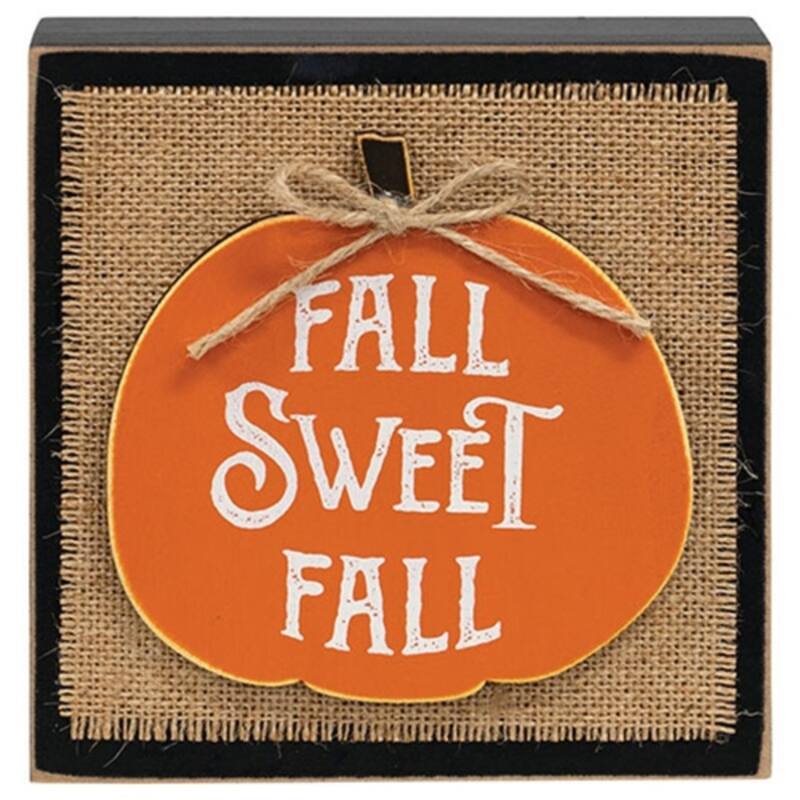 Fall Sweet Fall Layered Pumpkin & Burlap Box Sign - Multi - Multi