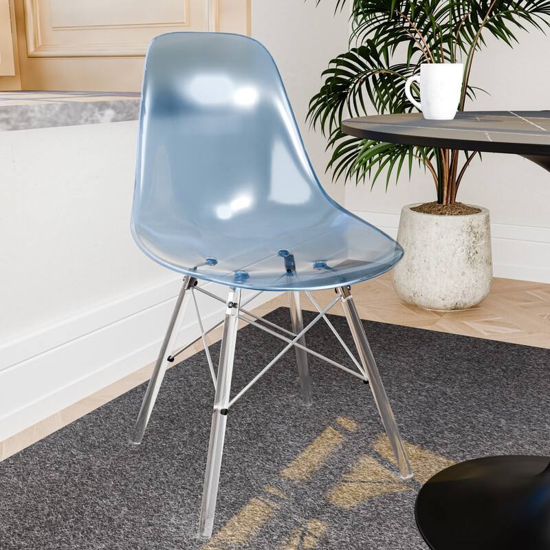 Dover Modern Acrylic Accent Side Chair with Eiffel-Style Legs for Dining Room, Kitchen, Office, or Indoor/Outdoor Seating