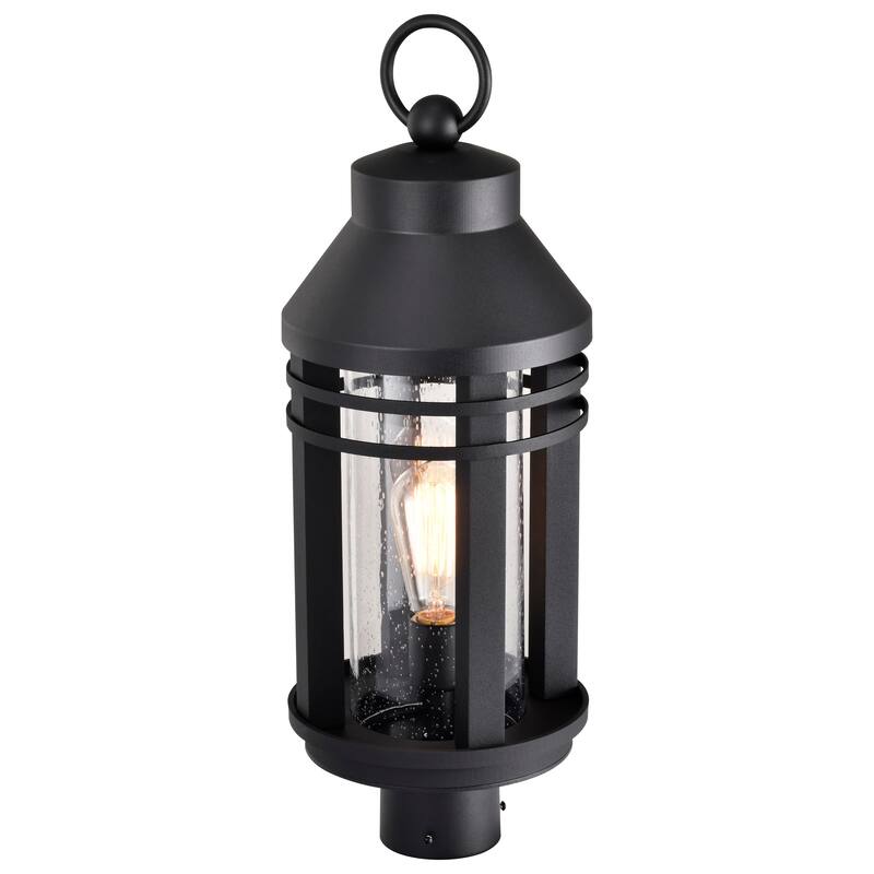Wilton 1 Light Post Top Matte Black with Clear Seeded Glass