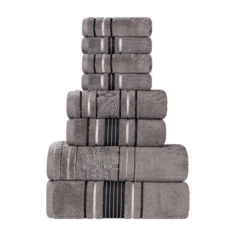 Superior Sadie Zero Twist Cotton Solid and Floral 8 Piece Towel Set