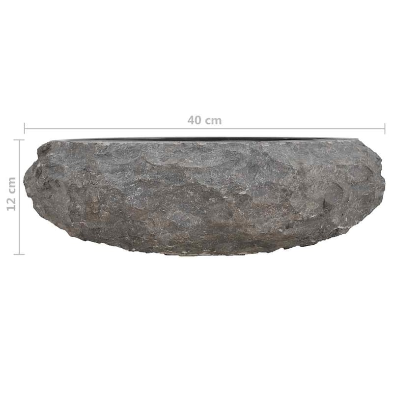 vidaXL Bathroom Basin, Ø15.7x4.7 Inches, Marble Round - 15.7"x4.7"