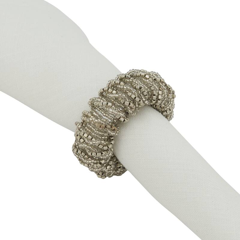 Napkin Rings With Beaded Design (Set of 4)