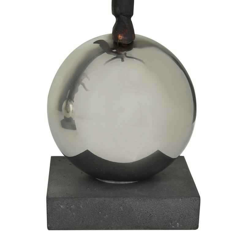 Polystone People Decorative Sculpture with Silver Ball Stands - Set of 2 Bronze - Roche River Decor