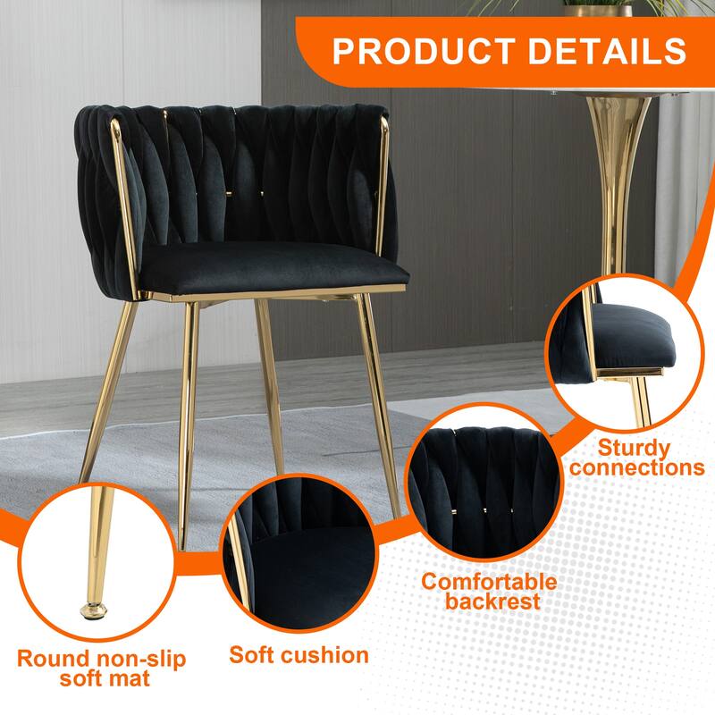 Makeup Chair, Home Backrest Light Luxury Dining Chair, Balcony Table Edge Chair (set of 2)