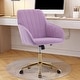 preview thumbnail 63 of 81, Adjustable Velvet Office Chair with Wheels, Ergonomic Swivel Study Desk Chair, Upholstered Task Chair with Backrest Seat - N/A Lilac