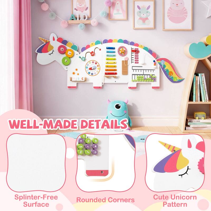 Costway 11-in-1 Unicorn Activity Wall Busy Board Panels for Education - See Details
