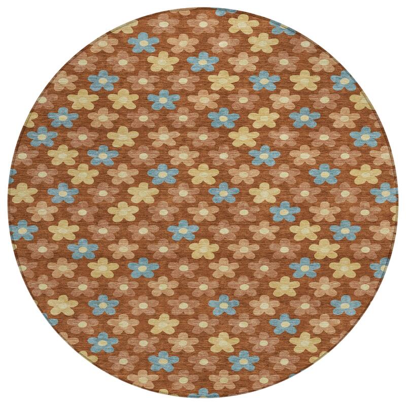Machine Washable Indoor/ Outdoor Floral Kechi Chantille Rug