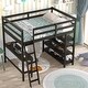 preview thumbnail 18 of 20, Full Size Pine Wood Loft Bed with Desk and High Guardrails