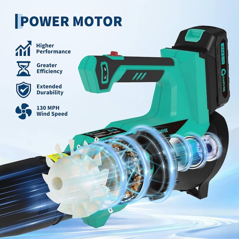 550CFM/ 130MPH Cordless Leaf Blower, 6 Variable Speed for Lawn Care, Yard, Garden, Driveway
