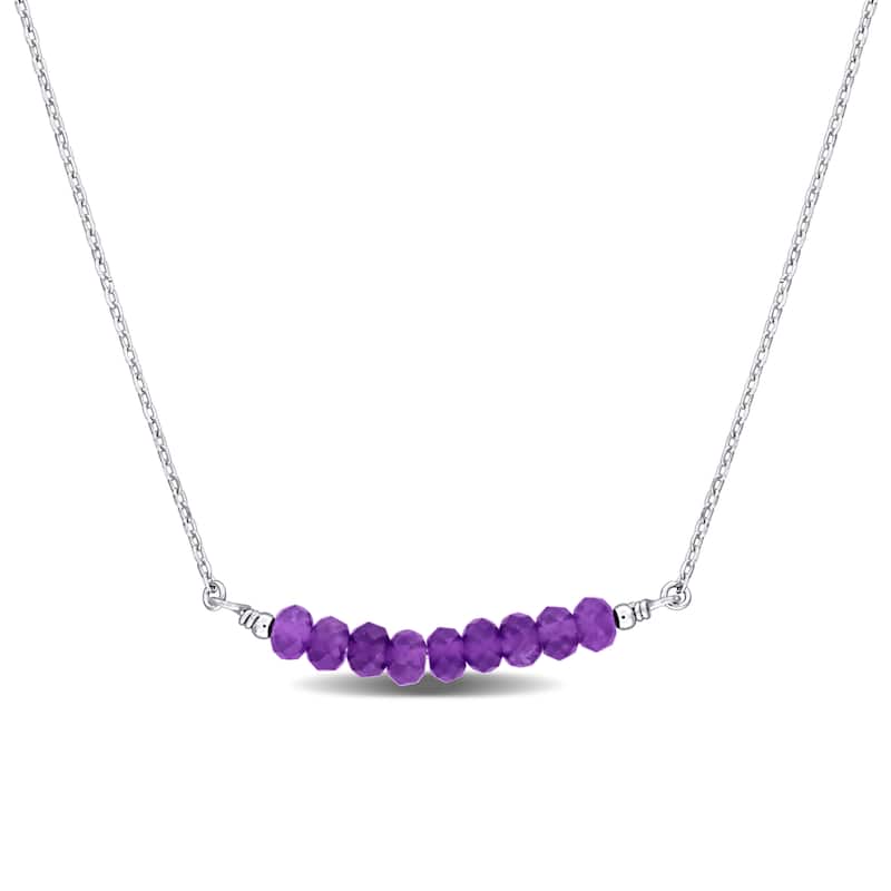 Miadora 0.7ct TGW 4mm Amethyst Bead Necklace with Rolo Chain in Sterling Silver