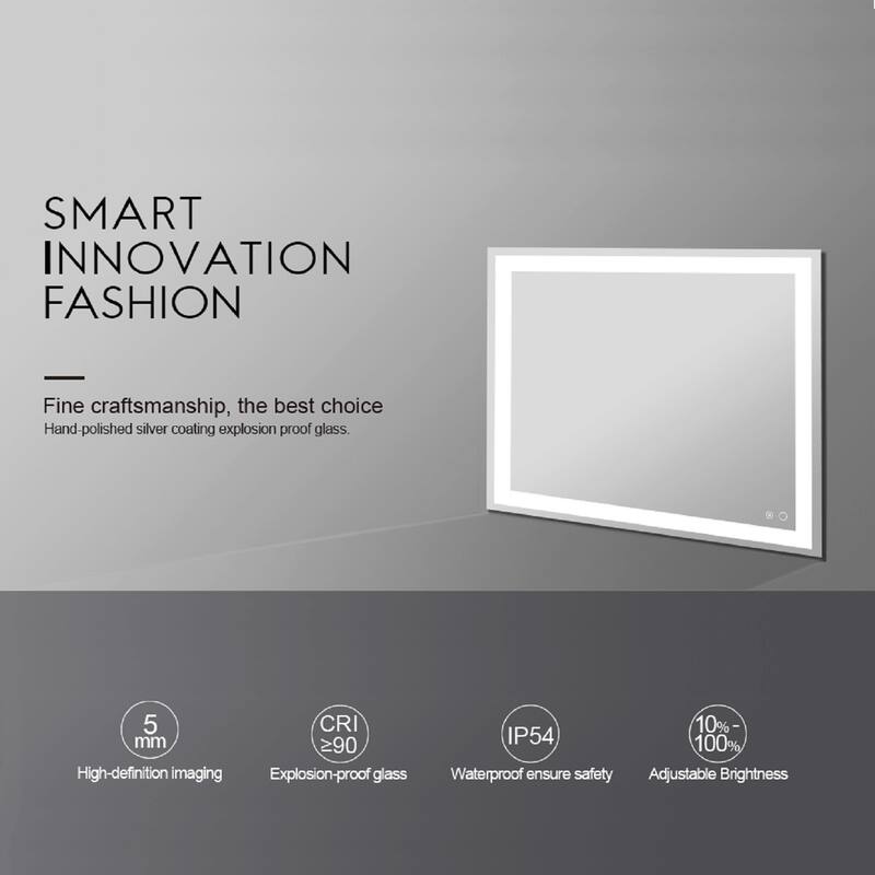 LED Backlit Frameless Bathroom Vanity Mirror with Anti-fog
