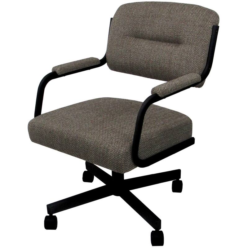 Swivel Kitchen Dining Caster Chair with Wheels - M-110 - N/A - Plumley Cocoa - Black