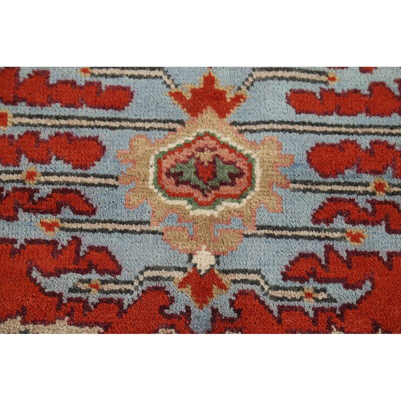 Geometric Heriz Serapi Indian Area Rug Hand-Knotted Wool Carpet - 8'9"x 11'11"