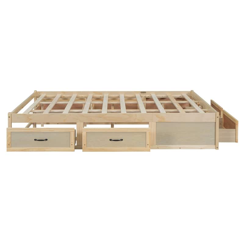 Queen Size Platform Bed with 6 Storage Drawers