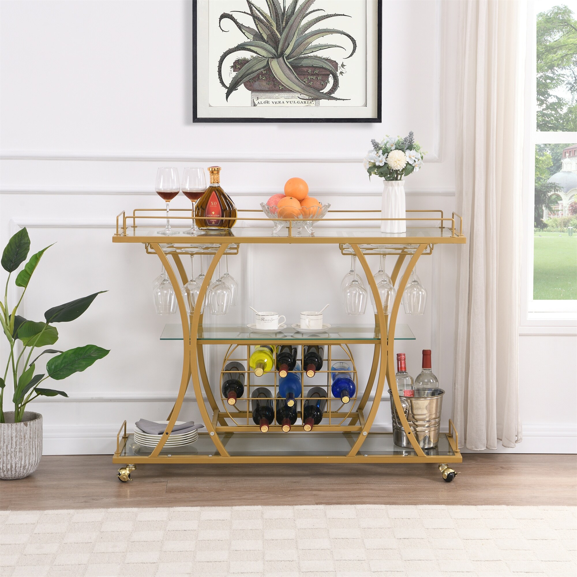 Bar cart outlet wine storage