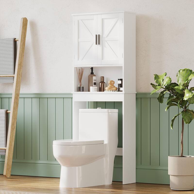 Anmytek Modern Espresso Over The Toilet Space Saver Wood Storage Cabinet Bathroom Organizer