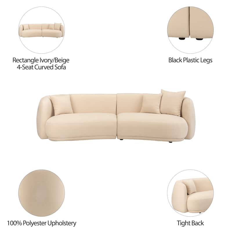 Sagebrook Home Neutral Modern 4 Seat Rectangle Curved Sofa - 117" x 49" x 31"