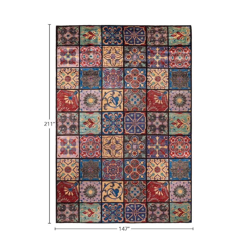 Overton Handknotted Wool Vintage Inspired Contemporary Eclectic Brown Area Rug - 17' 7" x 12' 3"