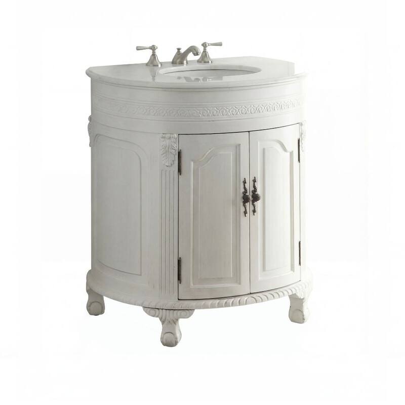 32" Benton Collection Versailles Slim White Bathroom Vanity - 32 x 22 x 35'' H
