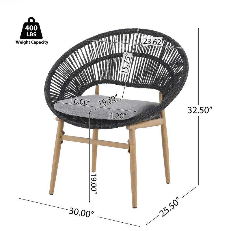 Outdoor Wicker Papasan Style Dining Chair