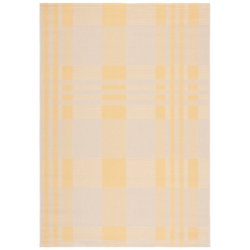 SAFAVIEH Courtyard Oriole Plaid Indoor/ Outdoor Waterproof Patio Backyard. - 2' x 3'7" - Gold/Beige