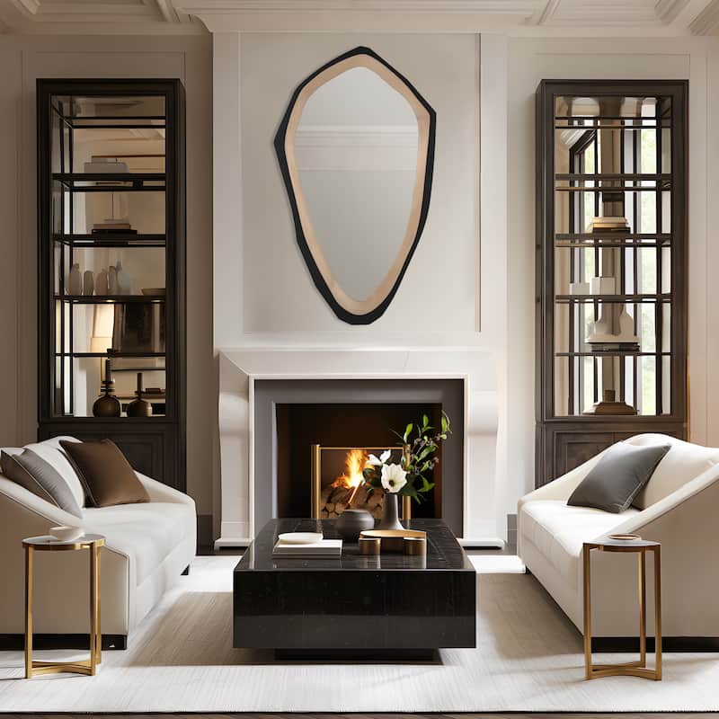 Modern Contemporary Black Gold Framed Wall Mirror Bathroom Mirror - Black/Gold - 27.6"W*1.2"D*H47.2"