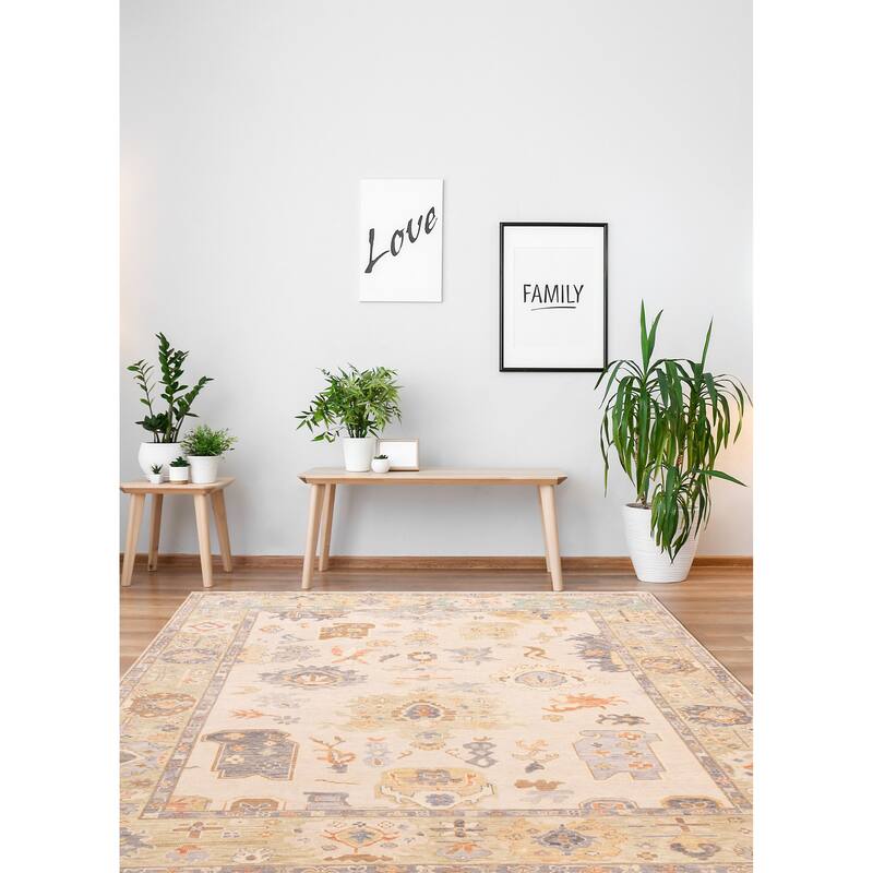 ECARPETGALLERY Hand-knotted Modern Oushak Ivory Wool Rug - 7'11 x 9'11