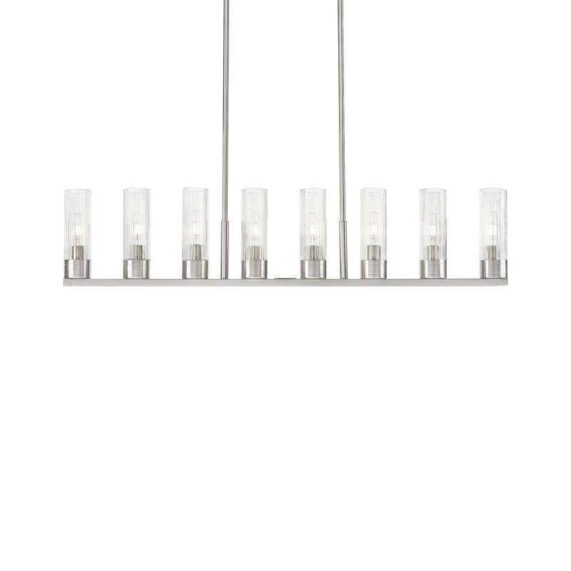 Innovations Lighting 617-8I-11-48 Boreas Linear Boreas 8 Light 48" - Satin Nickel / Striped Clear