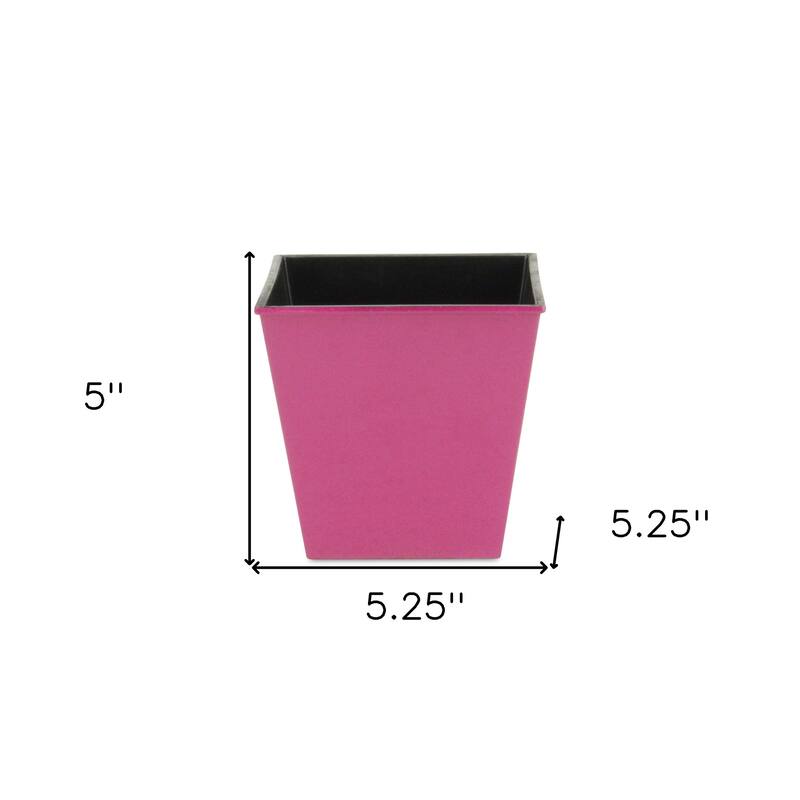 HomeRoots 5" Hot Pink Recycled Plastic Indoor Outdoor Rectangular Nursery Pot