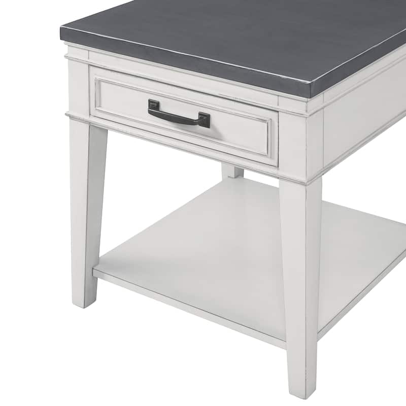 Del Mar 24" White and Grey 1-Drawer End Table