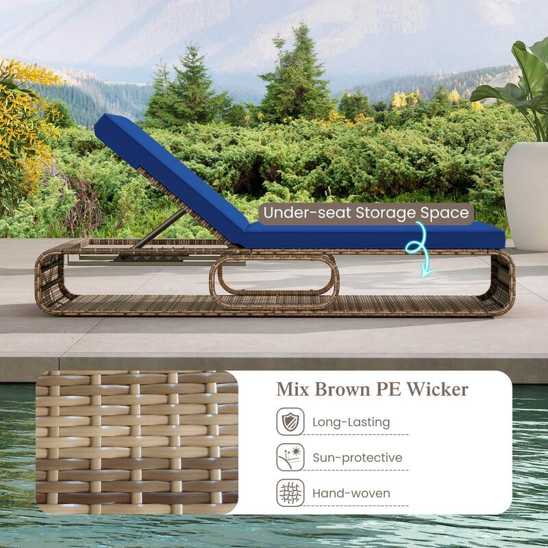 Costway 1/2 PCS Outdoor Chaise Lounge Chair with Adjustable Backrest - See Details