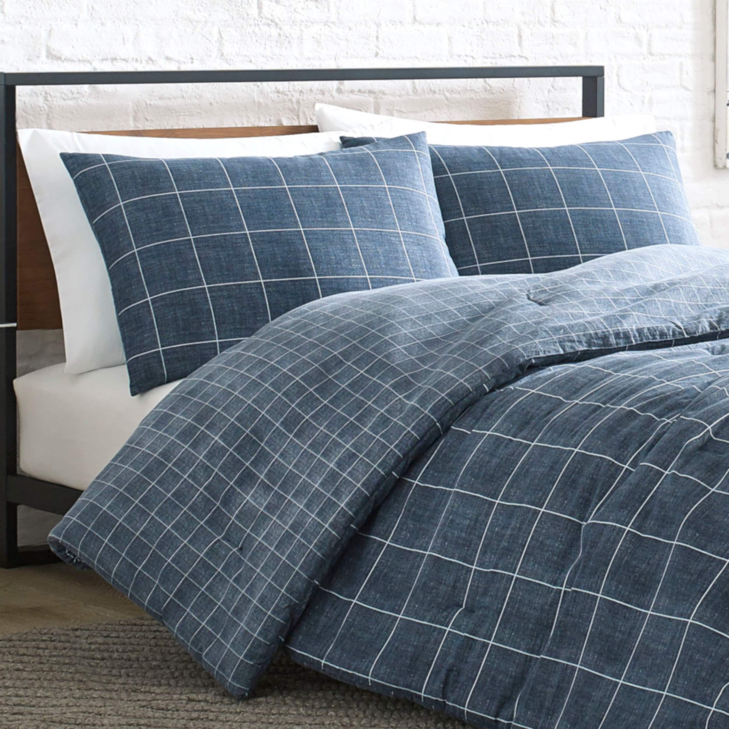 Kenneth Cole New York Holden Grid Blue Comforter Set Overstock 30567554