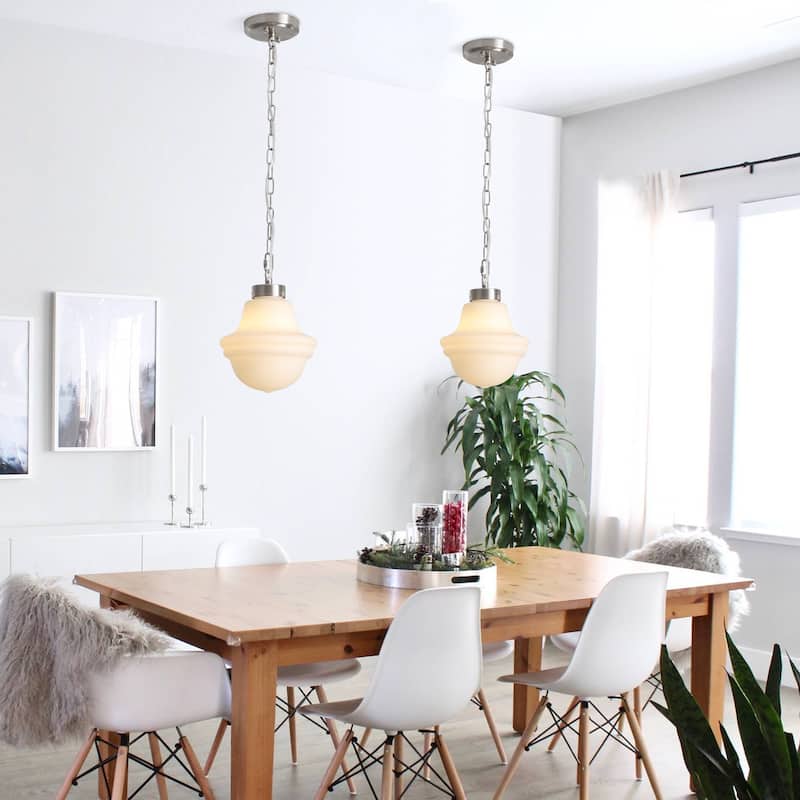 1- Light 8.26'' Wide Dimmable White Milk Glass Pendant