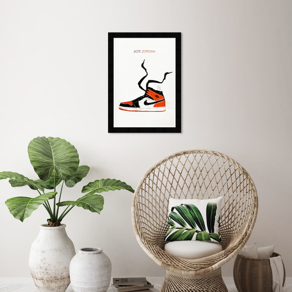 Wynwood Studio Prints Fashion and Glam Air Jordan Drawing VI Orange and Dark Orange Modern & Contemporary Wall Art Canvas Print