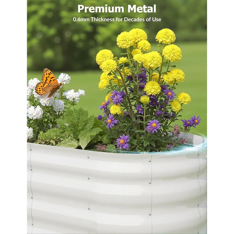 Oval Raised Garden Bed - 0.6mm Resistant Galvanized Steel Planter Box with Tool-Free Assembly,2 PCS