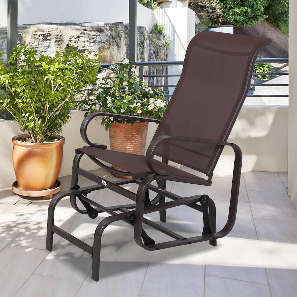 Outsunny Single Glider Brown Mesh Rocking Chair