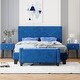 preview thumbnail 1 of 12, 4-Piece Queen Size Bedroom Set with Upholstered Bed, Nightstands, and Ottoman Blue - Queen