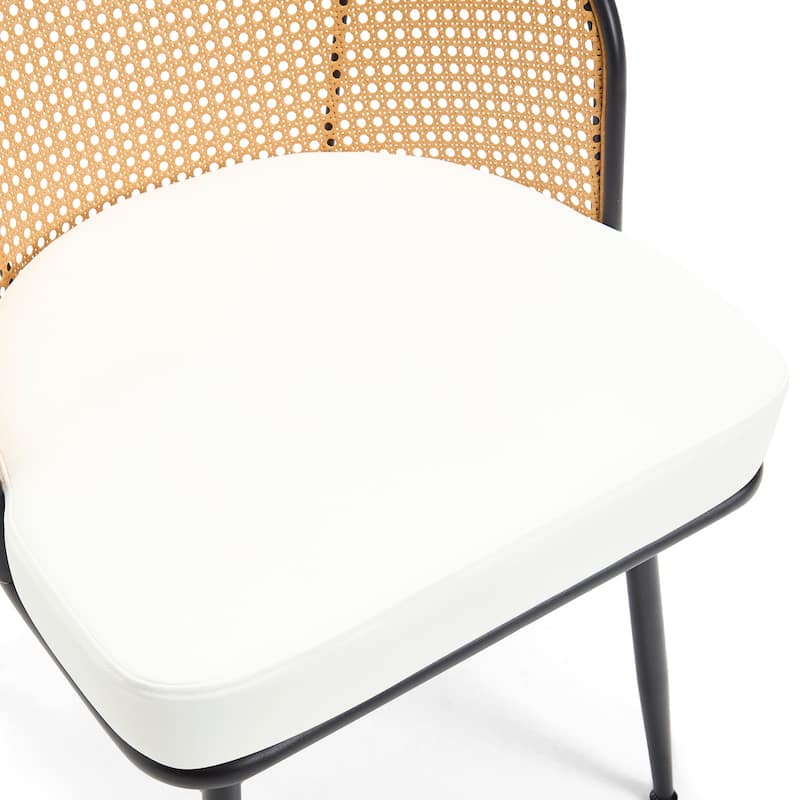 Upholstered Rattan Dining Chairs with Metal Legs Set of 2/4 - 29.92"H x 20.5"W x 23.03"D