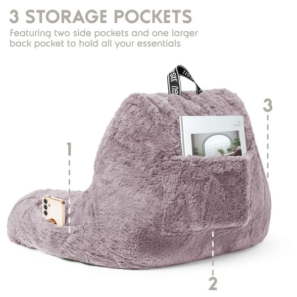 dimension image slide 3 of 25, Empyrean Furs Reading Pillows for Sitting in Bed Adult & Kids, Sit Up Back Support Pillow for Bed Rest