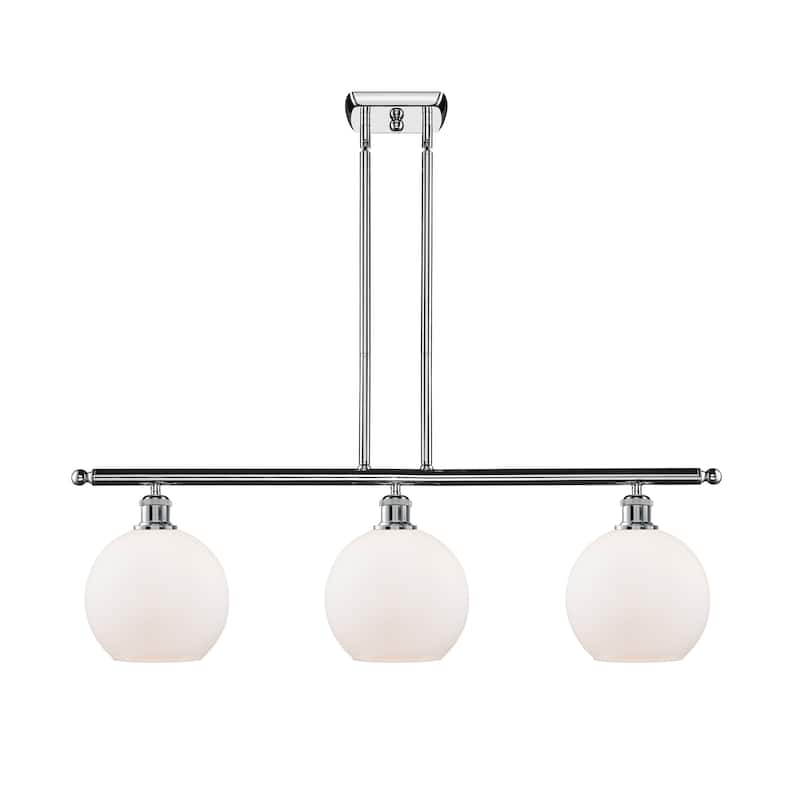 Innovations Lighting Athens 3 Light 36" Island Light - 8" Shade - Polished Chrome/Matte White