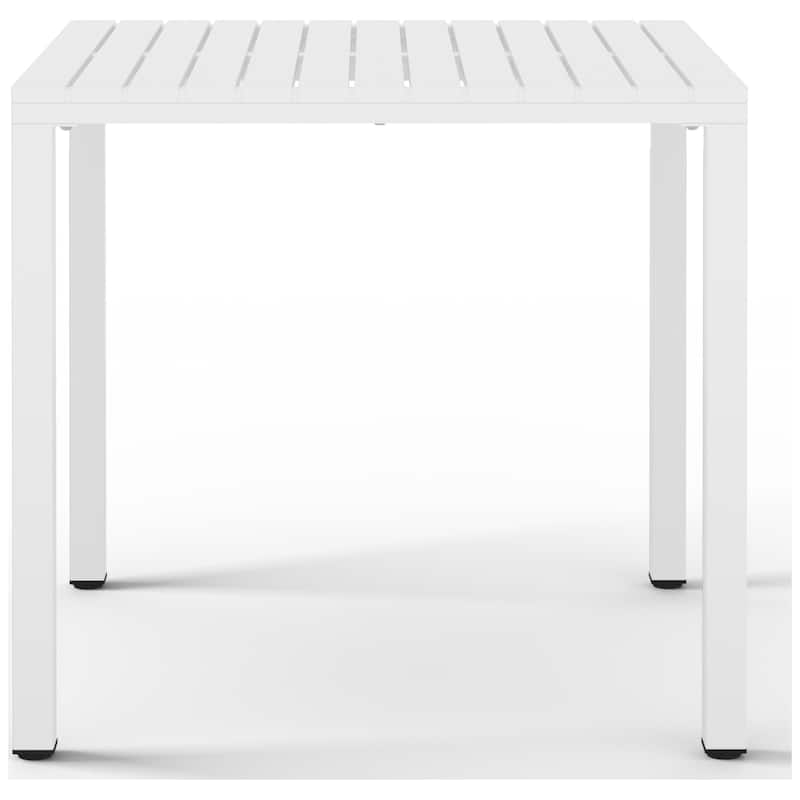 Frond and Form 31.5 Inch Outdoor Square Dining Table with Metal Frame